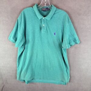 VTG Polo Ralph Lauren Mens Polo Shirt XL Turquoise Cotton Y2K Prep Grunge Money
